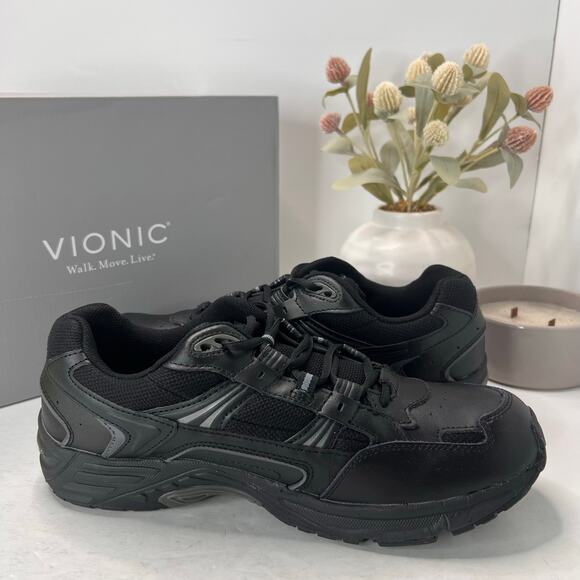 Vionic 23 Walk Leather Walking Sneakers Comfort Shoe Black Men 12M/EU 45 NWB main image 8